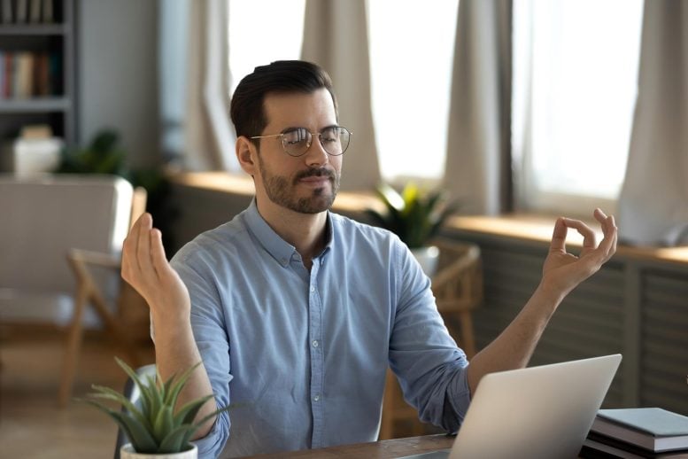 Man Meditation Office Stress Reduction