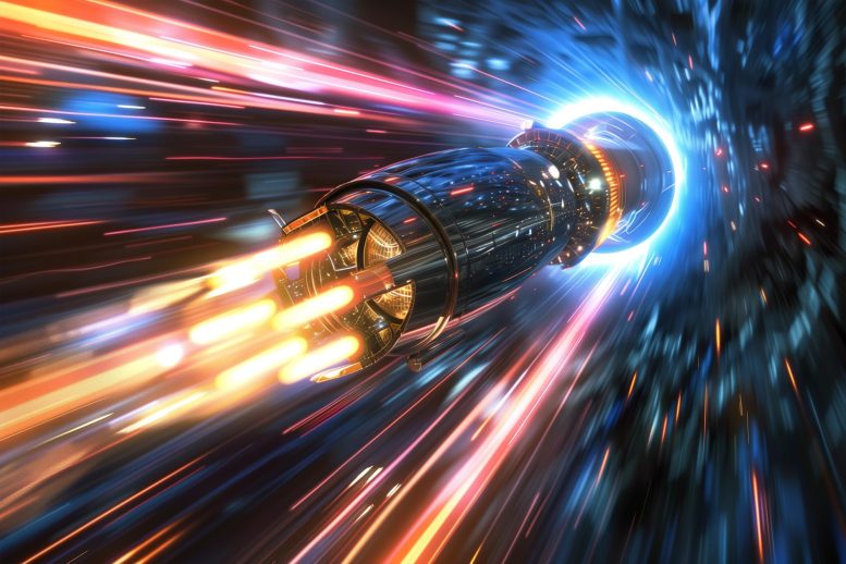 Spaceship Warp Drive Light Speed Travel Art Concept